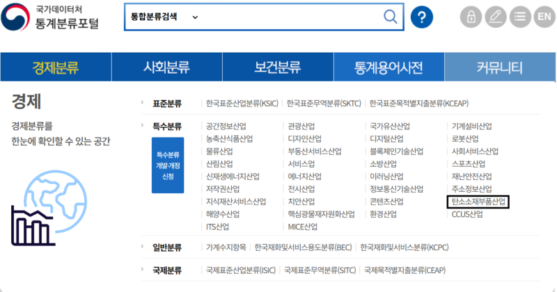 파일:(20260112 other)통계분류포털-경제분류-특수분류-탄소소재부품산업-경로.png